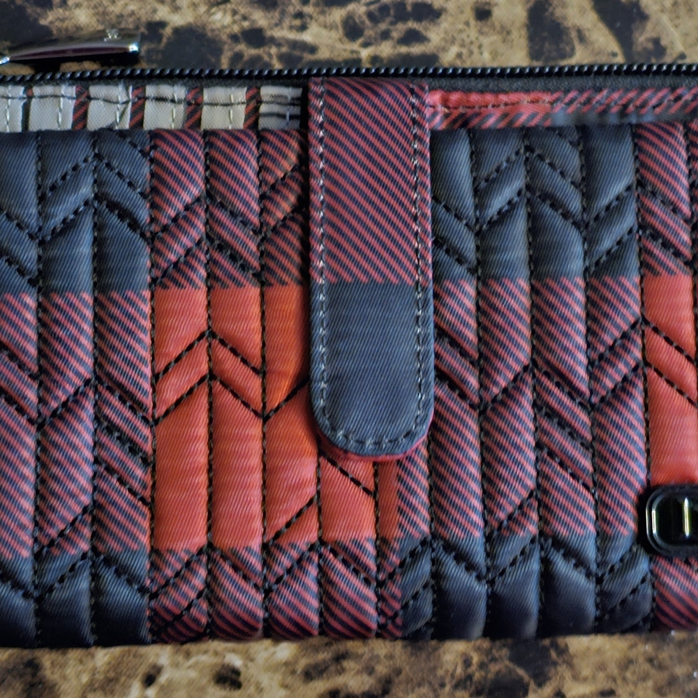 Lug Tram Quilted Red And Black Buffalo Check Wallet